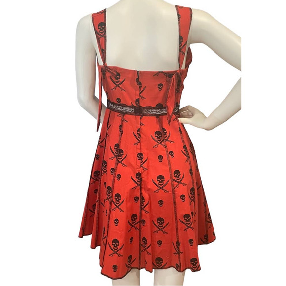 Shrine Vintage Cocktail Dress Orange Pirates Print Size M - Picture 4 of 16